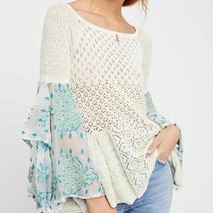 Free People Pointelle Breeze Sweater Large NEW